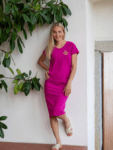 Fuchsiové rovné šaty La Dolce Vita z biobavlny ONE VILLAGE