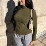 Rolákový svetr z italské pleteniny khaki – Basicatory