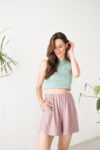 Šortky na gumu z EcoVero™️ viskózy levandulové – Loukal