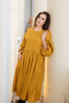 Lněné šaty Coco hořčicové – Reparáda