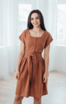 Mušelínové šaty Olivie propínací hnědé – Reparáda