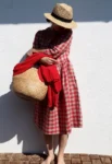 Lněné šaty Matylda – červená kostka Švambi