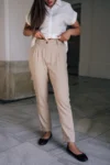 Béžové tencelové kalhoty Aida – Reparáda