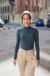 Petrolejové žebrované tričko Rue s dlouhým rukávem – Reparáda