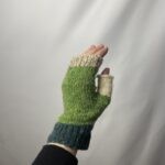 Zelené bezprstové rukavice z merino vlny – Pletulle