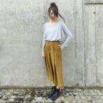 Okrová manžestrová kalhotová sukně – ANUK