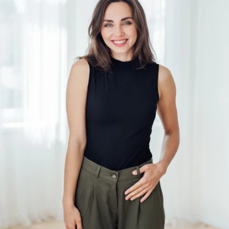 Černé žebrované tílko Rue - Reparáda