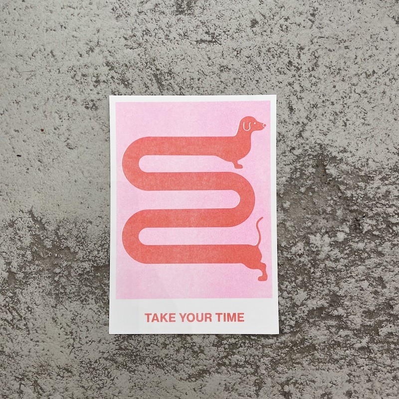 Malý riso-print, Take your time (red/pink) - Laura Flídrová Malý riso-print, Take your time (red/pink) - Laura Flídrová