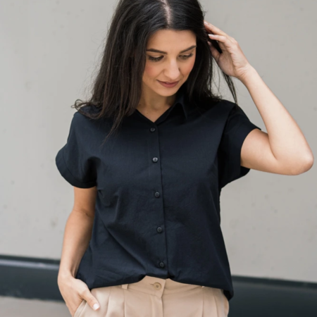 Černá košile Vero z mačkané bavlny - Reparáda