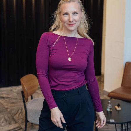 Bamboo tričko Amabile s dl. rukávem, švestkově fialové - Reparáda