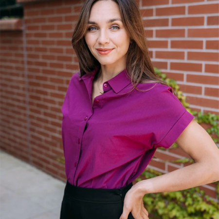 Švestková košile Vero z mačkané bavlny - Reparáda