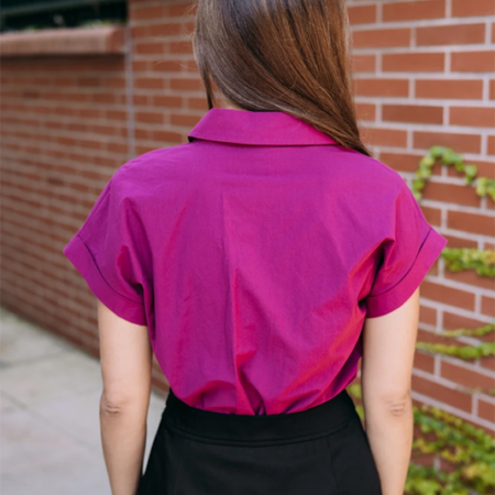 Švestková košile Vero z mačkané bavlny - Reparáda