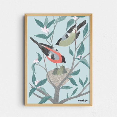 Hýlové na hnízdě, A4 print – Markét Ilustrace