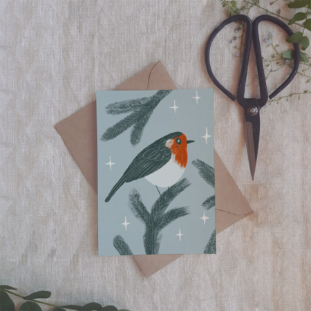Přání Vánoční červenka – Markét Ilustrace