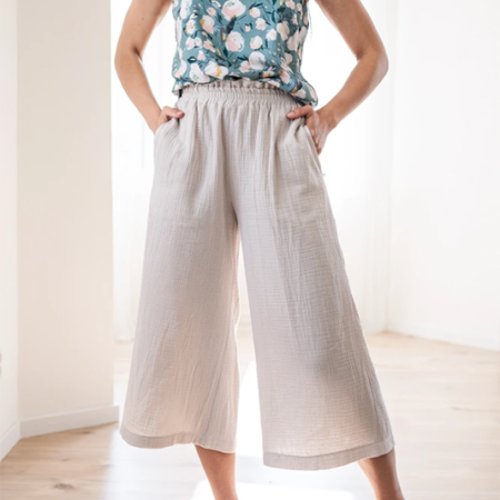 Mušelínové culottes Esme, pískové - Reparáda