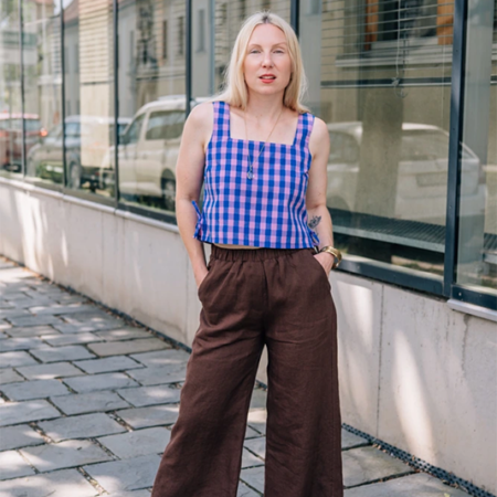 Lněné culottes Ronda, hnědé - Reparáda