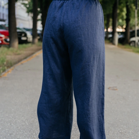 Lněné culottes Ronda, modré - Reparáda