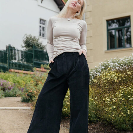 Culottes Michele silnější manšestr černý - Reparáda