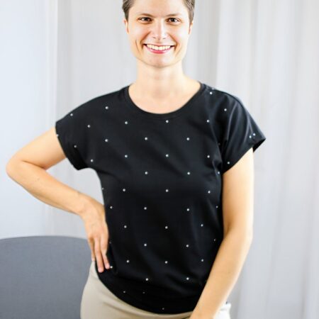 Dámské tričko Každoden, černé puntíky - Oriclo