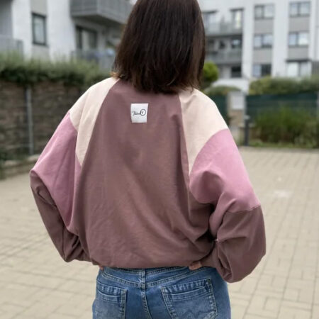 Retro mikina AMIA, kakao/růžová - Nelimity