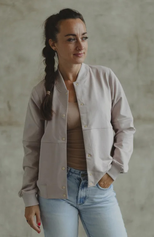 Bomber NEJA z nepočesané teplákoviny, silver - Nelimity Bomber NEJA z nepočesané teplákoviny, silver - Nelimity